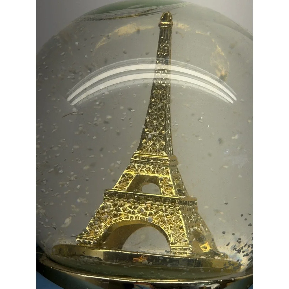 Walgreens Eiffel Tower Water Globe Glitter Snow Globe Gold Base Decor
